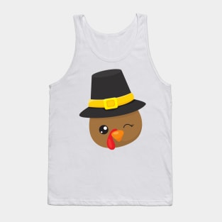 Thanksgiving Turkey, Brown Turkey, Pilgrim Hat Tank Top